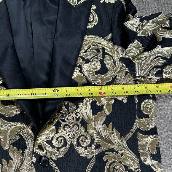 Cielo Single Breasted Blazer Tuxedo Jacket Men's 40R Black Gold Floral NWT - Picture 10 of 13